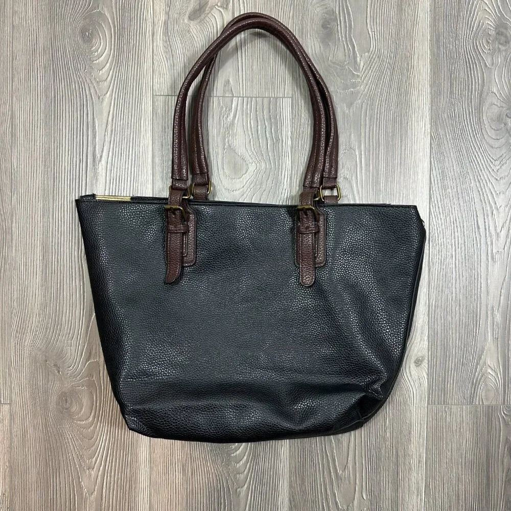 G.H. Bass & Co‎ Black Brown Shoulder Tote with Long Strap